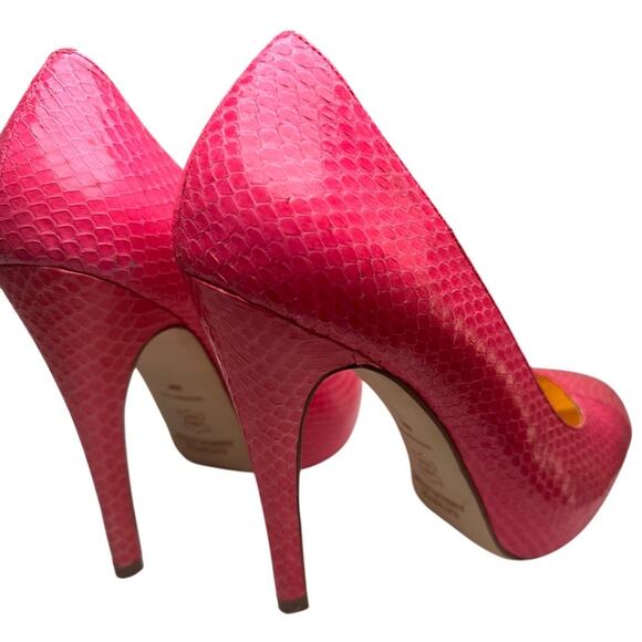 Kathryn Amberleigh Heel Sz 8 Pink Snakeskin Leather Platform Stiletto Barbiecore - Picture 14 of 16
